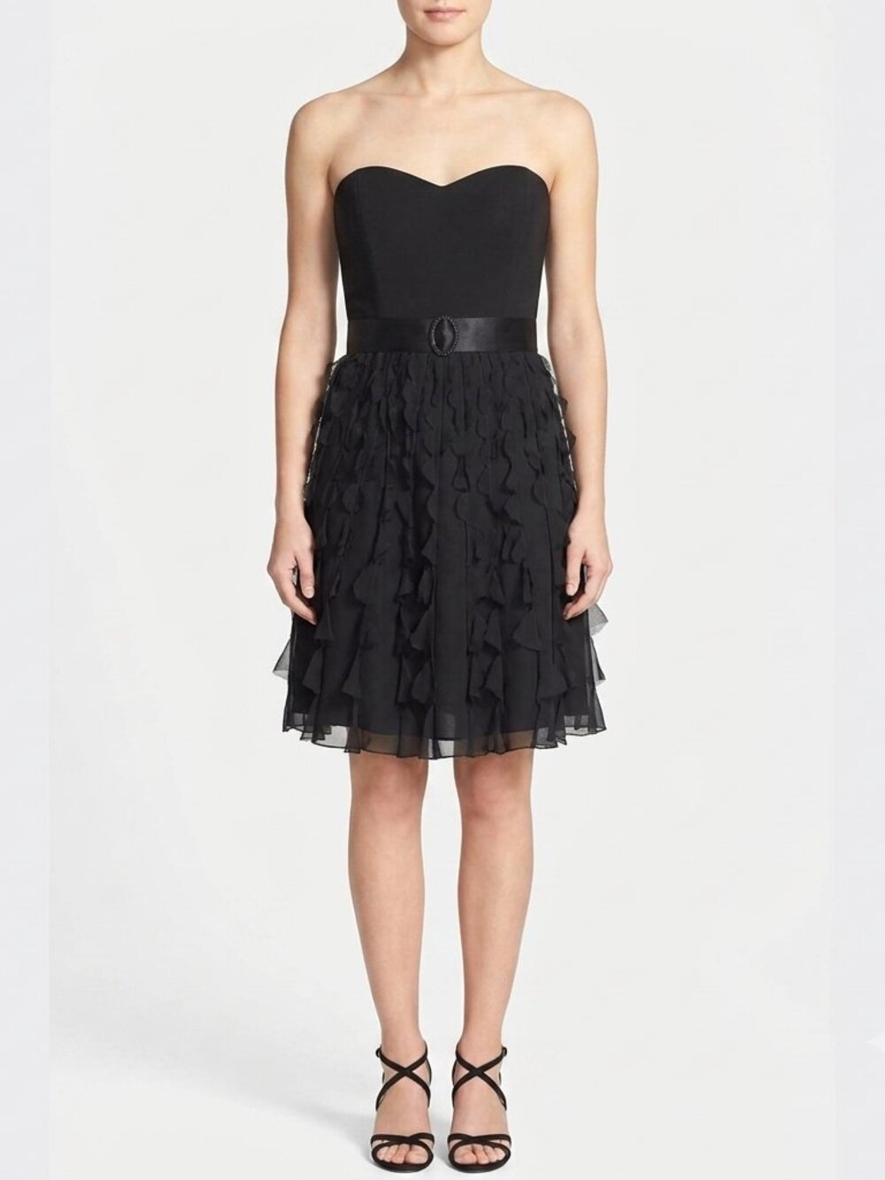 White House Black Market Silk strapless raw edge dress 14